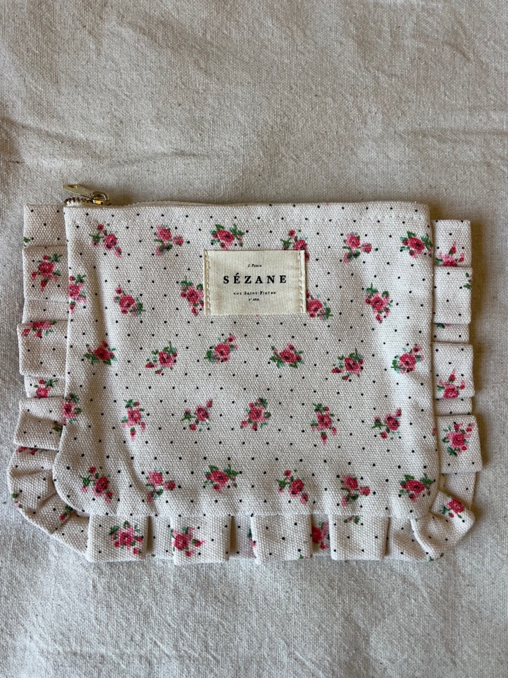 Sezane floral print zipper pouch